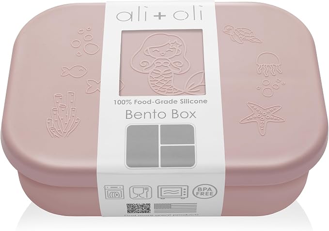 Ali+Oli Silicone Bento Box for Kids, Baby Lunch Box, BPA-Free, Spill-Proof | Daycare, Preschool, Food separation, Portion control, Snack storage, Travel-friendly, Easy cleaning, Toddlers