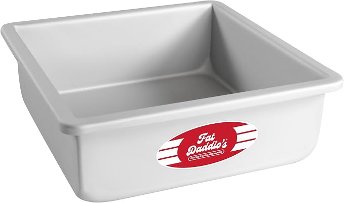 Fat Daddio's Anodized Aluminum Square Cake Pan, 3" High - 8 Inch x 8 Inch x 3 Inch