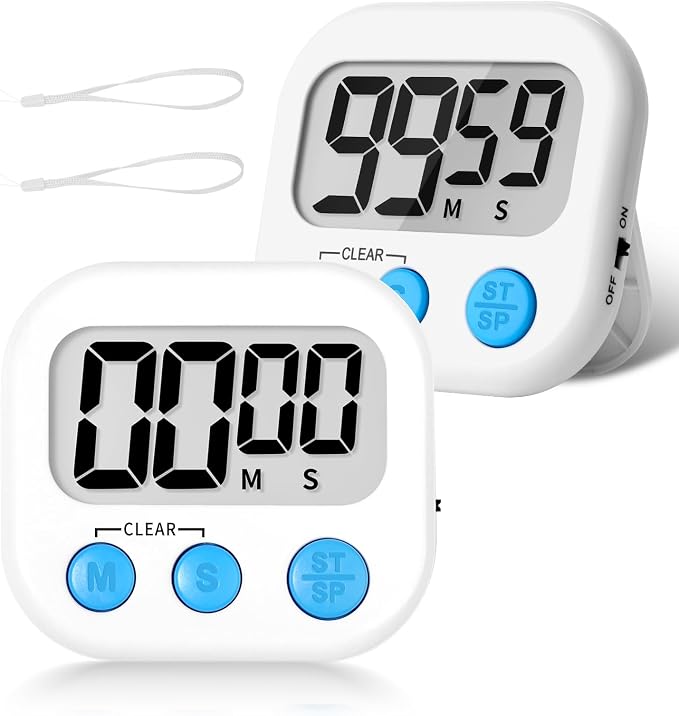 ZILLEEN Classroom Timer for Kids Teachers 2 Pack Digital Timers, White | Strong Magnetic, Large Screen, Big Button, Teacher Classroom Must Haves Kitchen Timers for Cooking Egg Exercise Study