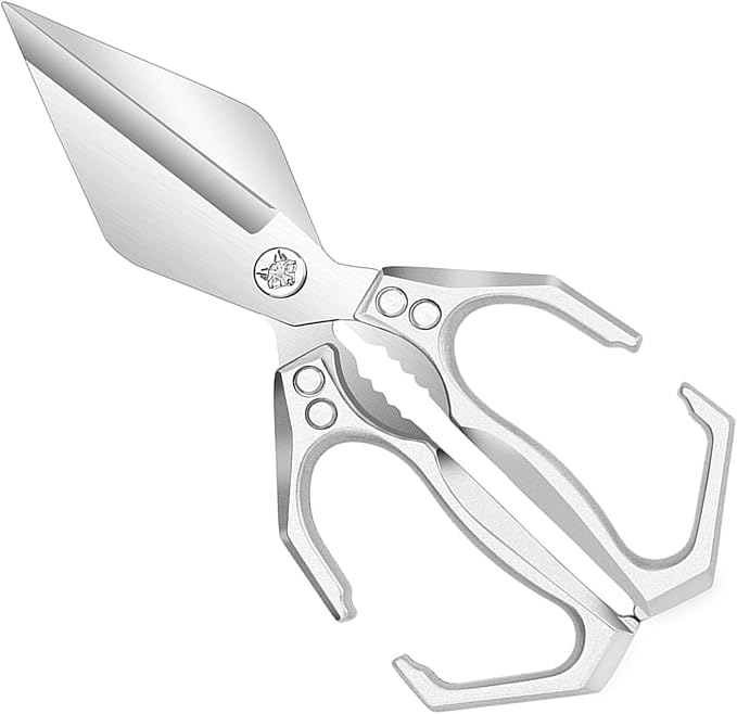 2-Piece Kitchen Scissors Set - Heavy Duty Poultry & Cooking Shears, High-Carbon Steel Meat Scissors for Chicken Bones/Seafood/Herbs, Ergonomic Handle Black & Silver