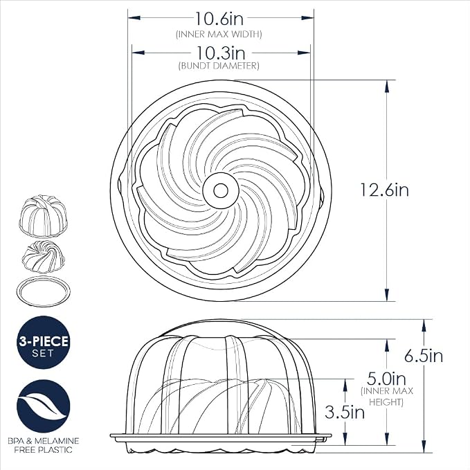 Nordic Ware Formed Swirl Bundt with Keeper, 10 Cup, Twilight Blue
