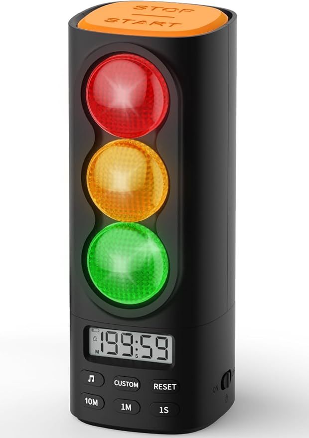Traffic Light Visual Timer&ADHD Tool for Kids Adults Display Volume Adjustment, with 4 Ringtones for Classroom Desk Home Kitchen Game Countdown Pause Memory Function Charger Type C Included | visual meeting Classroom Desk Kitchen Type C Included Back t...