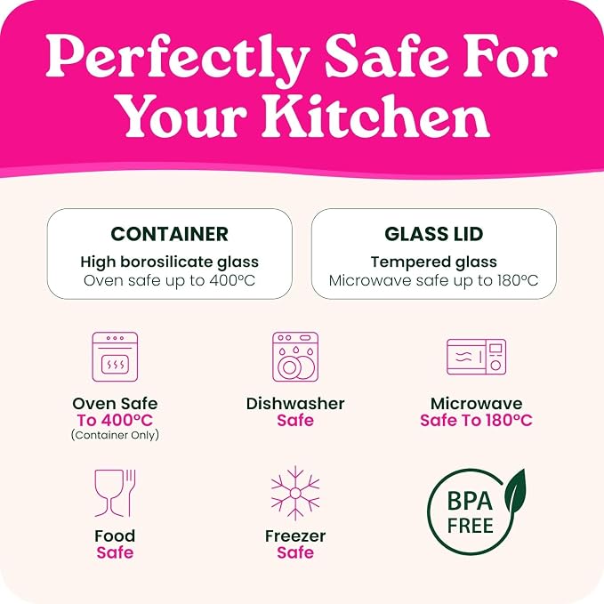 Large Glass Food Storage Containers with Glass Lids & Bamboo Rim – 87 Oz 2 Pack Plastic Free Glass Meal Prep Containers for Lunch, Eco Friendly Airtight Food Storage, Microwave & Oven Safe