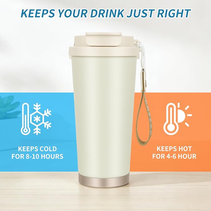 Stainless steel insulated Tumbler Portable leak-proof coffee mug 18oz sports water Bottle suitable for car cup holder BPA-free insulated water bottle for sports，school，travel，Colorful black