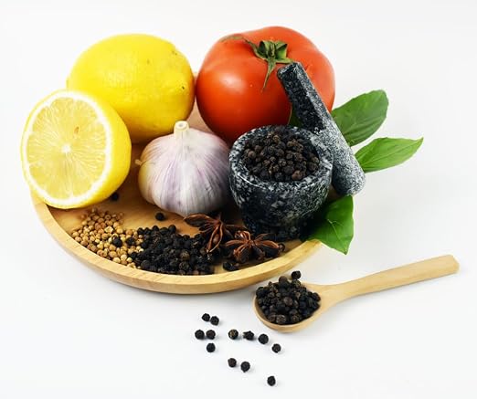 Tiny Granite Mortar and Pestle Set, Miniature Grinder for Herbs, Asian Spices and Seeds for Thai, Chinese, Indian Cuisine Chefs and Home Cooks
