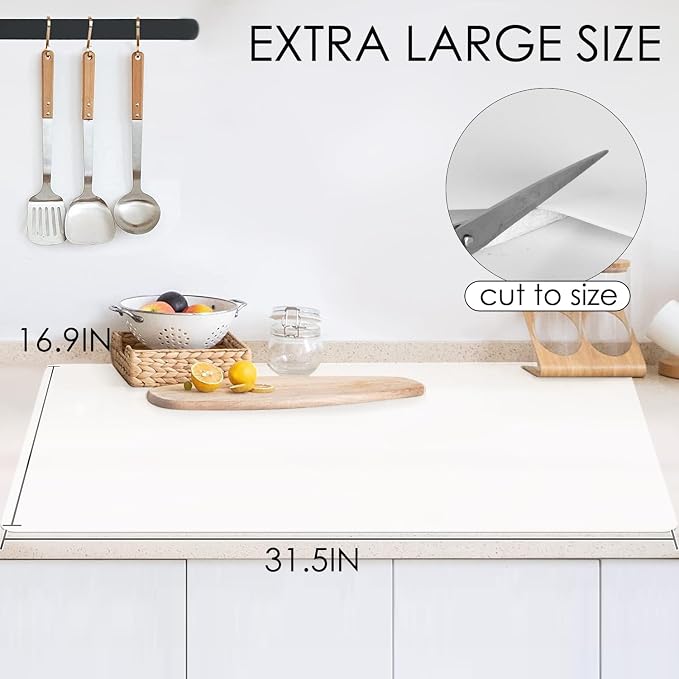 Oversize Silicone Placemat, 31.5 * 16.93" Food-Grade Flexible Silicone Table Mat for Baking Pastry Non-Stick, Kids Nonslip Dinner Placemat Heat Resistant Waterproof Countertop Protector, Translucent