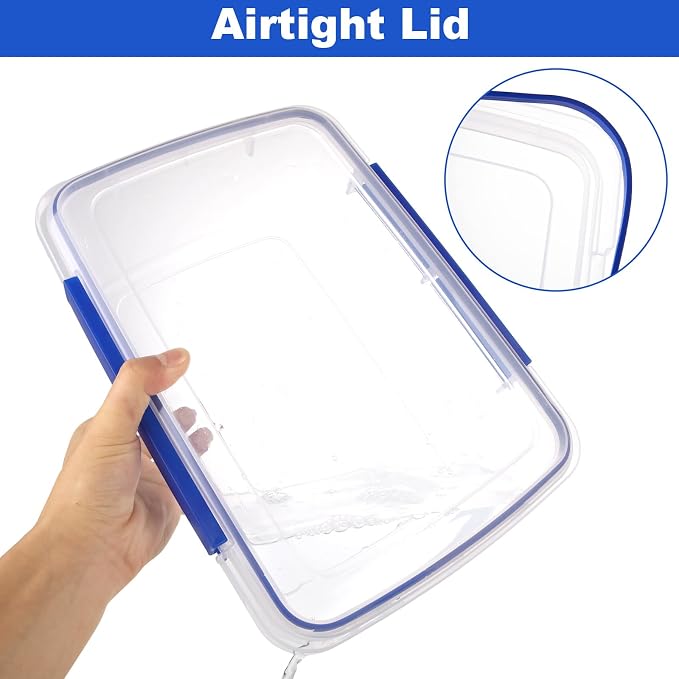 2 Pcs Large Food Storage Containers with Airtight Lid, 5.5L Reusable Meal Prep Container, Food-Grade Plastic Bread Box for Homemade Bread, Cookies, Food