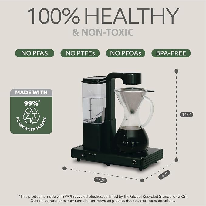 WILLOW 10 Cup Drip Coffee Maker, Automatic Pour Over Coffee Maker with Glass Carafe and Auto Shut-Off Feature, Suitable for Hot & Iced Coffee, ECO Coffee Machine made with 99% PC Recycled Plastics
