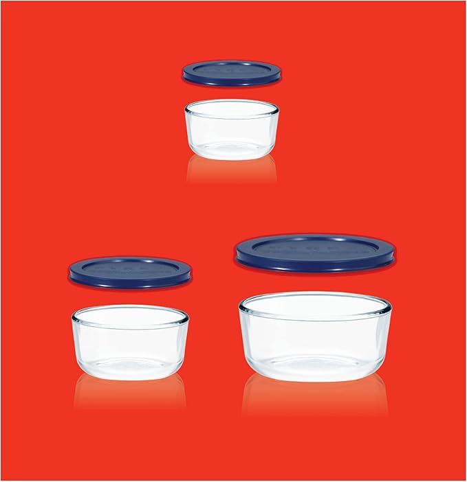 Pyrex Simply Store (3-Pack) Glass Food Storage Containers Set (2, 4, 7 Cup)