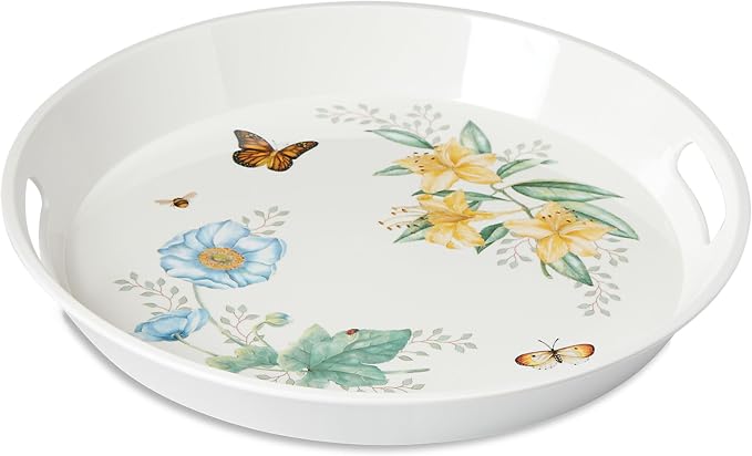 Lenox 865999 Butterfly Meadow Melamine Round Tray, Lightweight Melamine Material