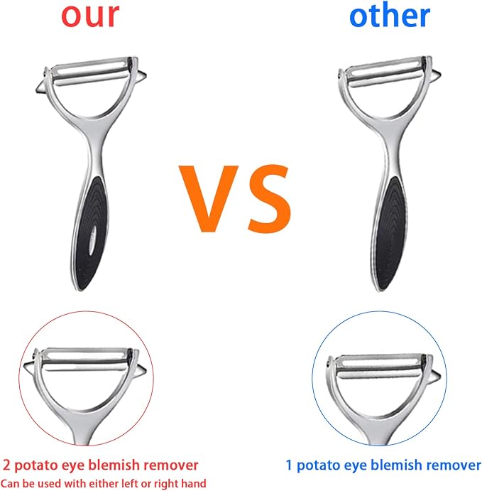 FUHUY Vegetable, Apple Peelers for kitchen, Fruit, Carrot, Veggie, Potatoes Peeler, Y-Shaped and I-Shaped Stainless Steel Peelers, with Ergonomic Non-Slip Handle & Sharp Blade, Good Sturdy (2PCS)