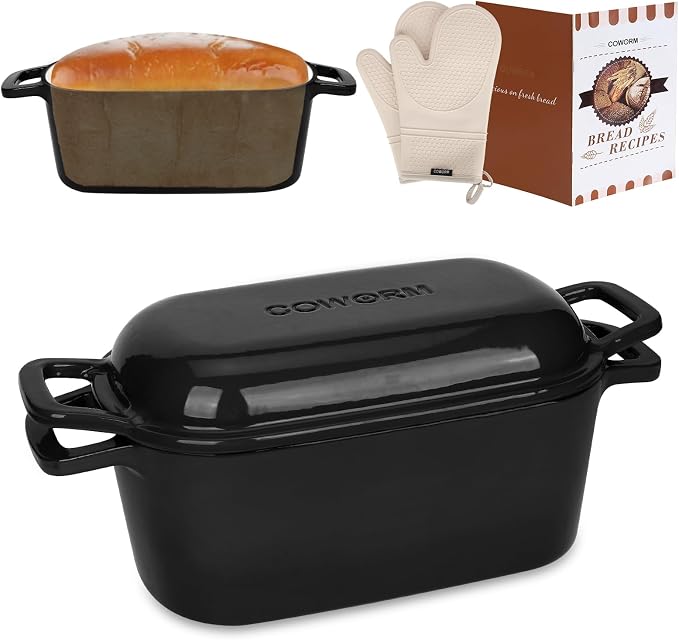 Oval Enameled Dutch Oven for Bread Baking - 3.6QT Cast Iron Sourdough Bread Pan with Lid