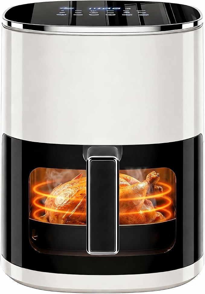 Air Fryer, 6QT Airfryer with Viewing Window, 12-in-1 Digital Air Fryer Oven, 400°F Fast Heating, Nonstick & Dishwasher Safe Square Basket, Air Fry, Roast, Bake, Reheat, Dehydrate for Family Meals