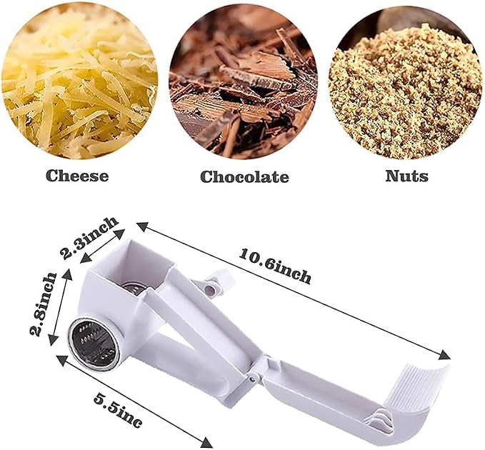 Olive Garden Rotary Cheese Grater Parmesan with 2 Stainless Steel Drums for Hard Cheese, Nuts, Chocolate