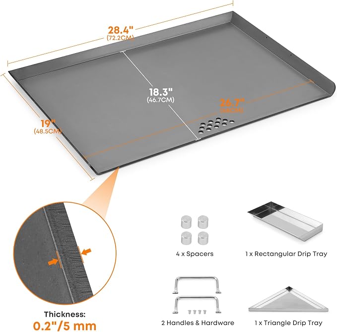 Stanbroil Flat Top Griddle for Standard 30-Inch Ranges | Fits 30" Gas, Radiant Glass Ceramic & Electric Coil Ranges, Not for Induction or In-Counter Cooktops, Includes Drip Trays