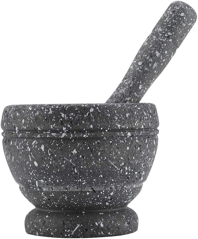 Mortar and Pestle Set, Grinding Bowl (Granite Pattern) | Manual Grinder for Crushing Sauce, Paste, Guacamole, Salsa, Pesto Making, Pill Crusher