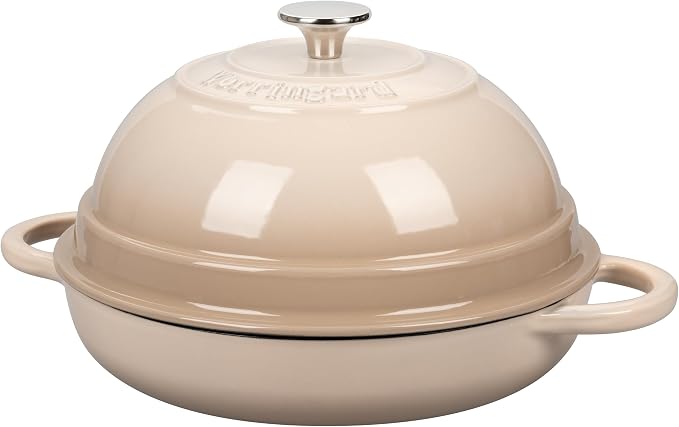 Cast Iron Enameled Dutch Oven Pot with Lid for Bread Baking, Bread Oven, 6 Quart, Latte