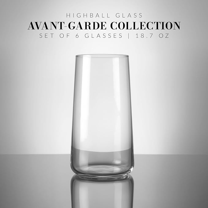 Krosno Water Glasses Set of 6, 18.3 oz, Avant-Garde Collection | Drinking Glasses, Lead-Free Crystal Glassware, Juice Glasses, Highball Glass Set, Dishwasher Safe, Made in Europe