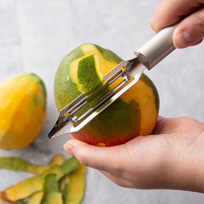 Rada Cutlery Deluxe Vegetable Peeler (W241), Black Handle, Pack of 2 | 2" Stainless Steel Swiveling Blade, Black Resin Handle