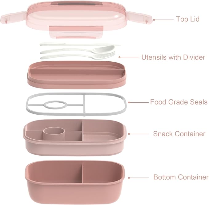 JBGOYON Leakproof Bento Box & Insulated Lunch Bag Set, lunch box for women | 6-hour thermal retention, includes nested knife fork spoon, 2 reusable snack pouches, designed for adults and kids