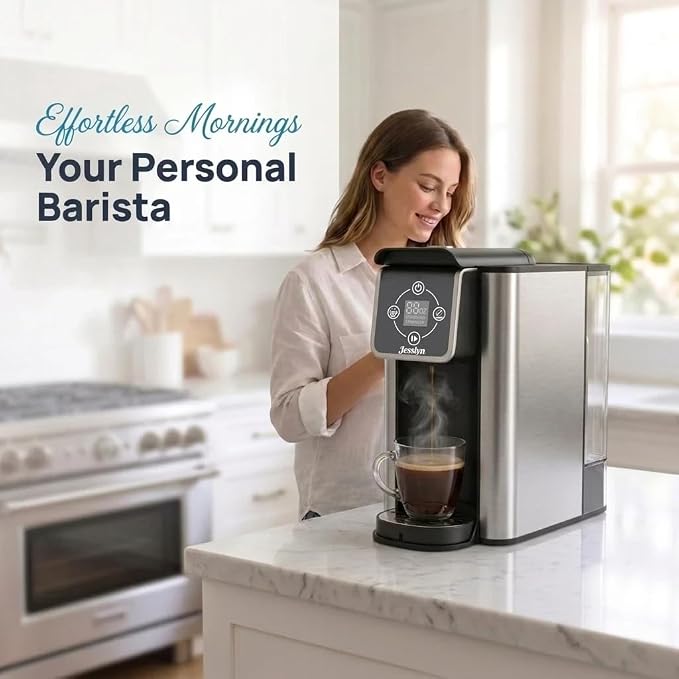 Jesslyn 3 in 1 Single Serve Coffee Maker, K Cup Pod & Ground Coffee Machine with Loose Leaf Tea Filter, 52 oz Removable Reservoir, 6-14 oz Brew Sizes, Bold Brew, Auto Clean, Silver
