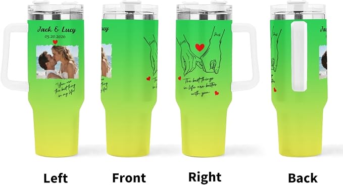 Personalized Tumbler Custom Vacuum Insulated Travel Mug Customizable Coffee Cup with Your Photos and Text Christmas Birthday Gift (40oz Design 8)