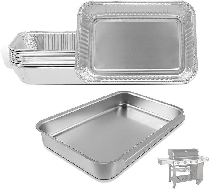 93305/83156 Grease Catch Pan for Weber Genesis II & Spirit Grill Drip Pan with 15 Pack 6415 Foil Grease Tray Liners for Weber Genesis II e-310/315/330/335 & Spirit e-210/220/310/320/330 Grills