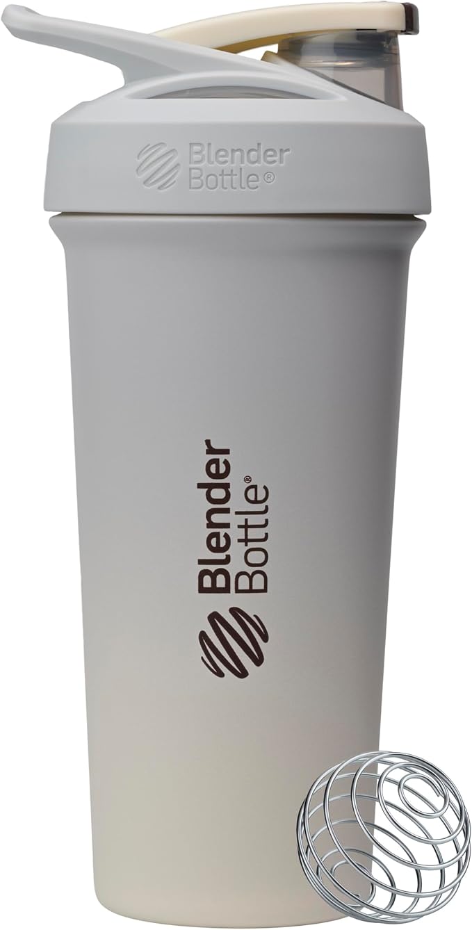 BlenderBottle Sport Sleek Stainless Steel Shaker Bottle 25 oz Grey/Tan
