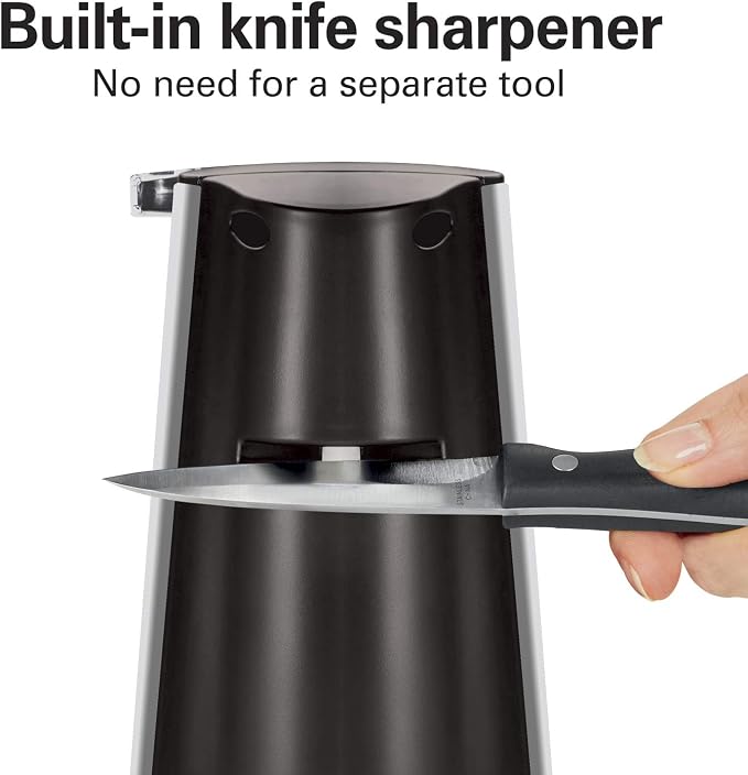 Hamilton Beach Extra-Tall Electric Can Opener Knife Sharpener | Easy-Clean Detachable Cutting Lever & Blade | Cord Storage | Automatic Shutoff | Brushed Stainless Steel | 76700G