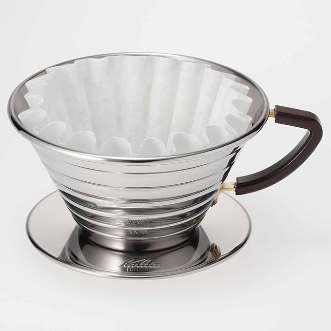 Carita Kalita Stainless Steel Coffee Dripper Wave Series - 2-4 People, 185S, Made in Japan, For 2-4 Cups