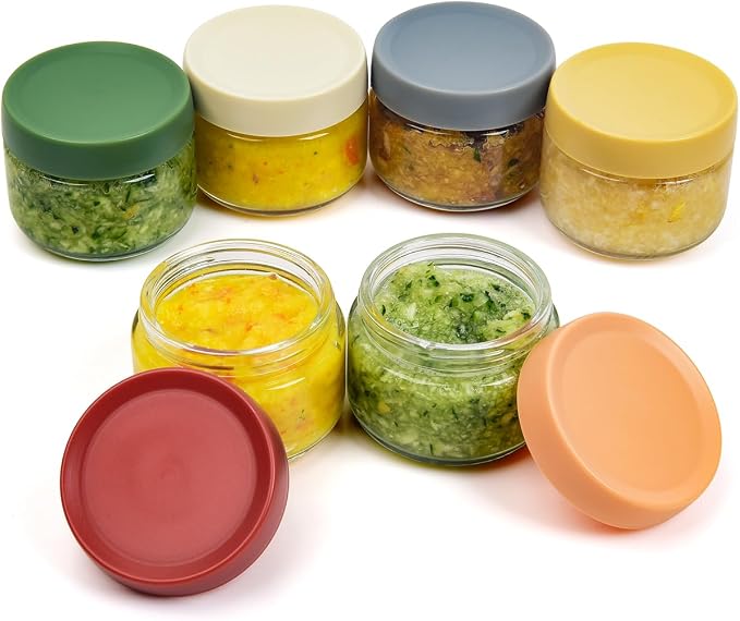 2 oz Glass Dressing Containers With Lids, Sauce Jars for Lunch, 6pk | Airtight ,BPA Free,Perfect for salad dressing sauce dip condiment to go lunch box Accessories , Dishwansher safe