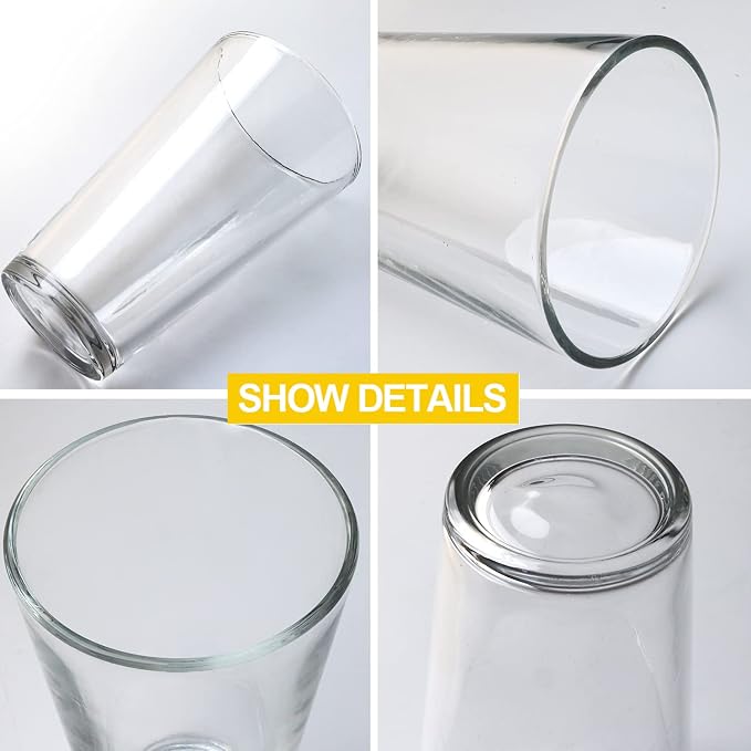QAPPDA Drinking Glasses Set of 12, 16 oz Clear Glass Cups Cocktail Glasses | Highball Drinking Tumbler Glass Design for Home Dining, Bars, Pubs and Parties & Dishwasher Safe