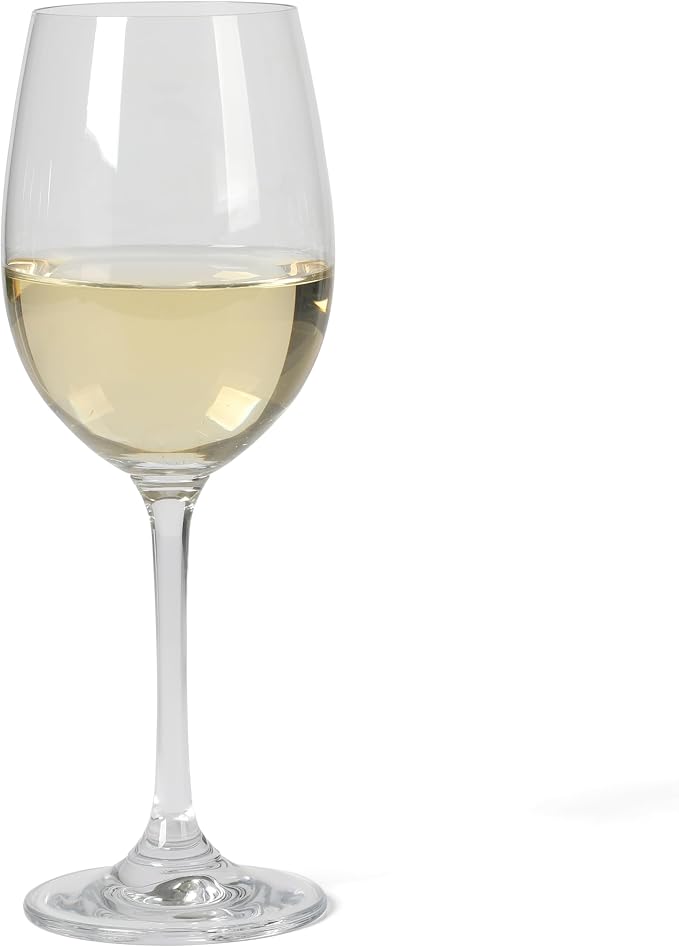 Martha Stewart Vivica 4-Pack White Wine Glass Set, 13 oz – Elegant Stemmed Wine Glasses for Entertaining, Durable Clear Glassware for Dining, Parties, or Everyday Use