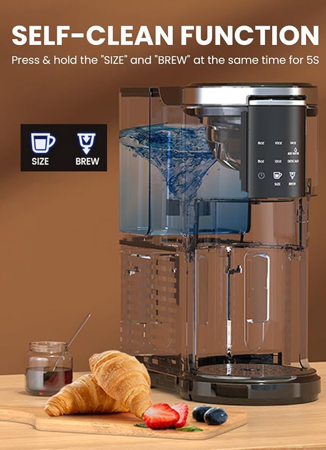 Electactic LED Single Serve Coffee Maker for KCup Pods & Ground Coffee | 2 in 1 coffee machine, 40oz removable water tank, 5 brew sizes 6–14oz, fast heating & self-cleaning for home and office