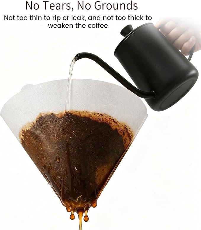 Clinuse Cone Coffee Filters #2, 200 Count White Size 02 Coffee Filter, Disposable Natural Paper Filters 2-4 Cup, 02 Cone Filters for Pour Over and Drip Coffee Maker