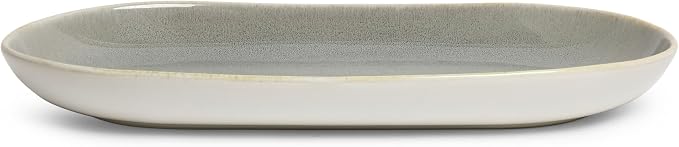SANGO Resona Moss Serving Platters Set of 2, 14/12 Inch Stoneware Serving Dishes for Entertaining, Glossy Party Serving Trays with Reactive Glaze, Buffet Oval Platters for Bread, Appetizer, Cheese