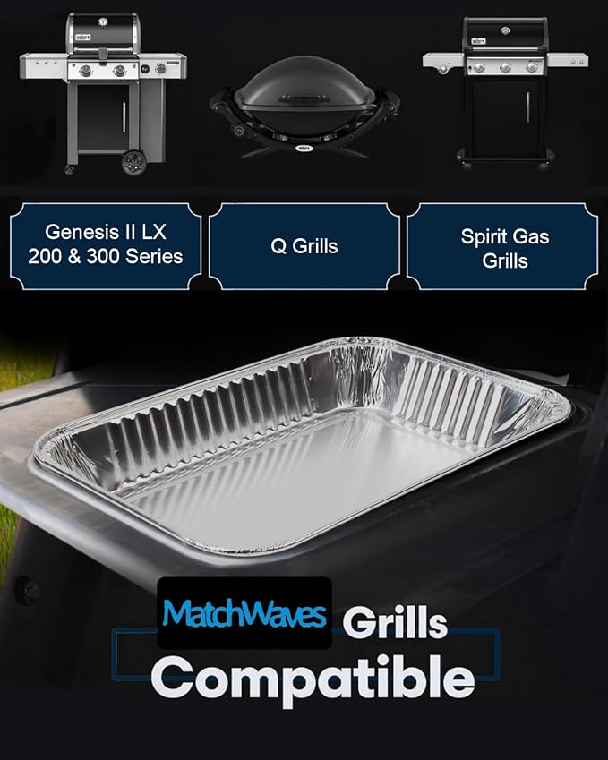 Drip Pans for Weber, Disposable Aluminum Foil Grease Trays for Weber Grills, Universal Replacement Liners for Weber Series, 8.6" x 6" - 20 Pcs
