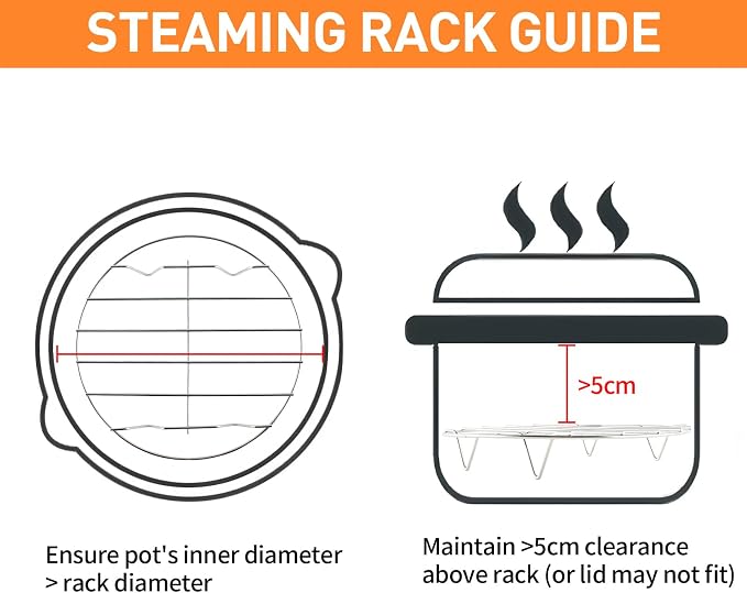 2Pcs Cooking Rack Round 304 Stainless Steel Cooling Racks Baking and Cooling Steamer Rack w Stand Cookware for Air Fryer Pressure Cooker Canning (7&8 Inch)
