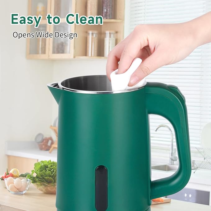 0.8L Small Travel Electric Tea Coffee Kettle | 600W Rapid Boil,Double Wall,Auto Shut-Off,Boil Dry Protection,Hot Water Boiler