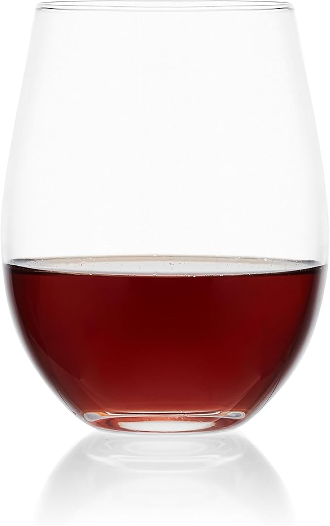 Mikasa Lana Stemless Wine Glasses, Set of 4, 18 Ounce, Clear