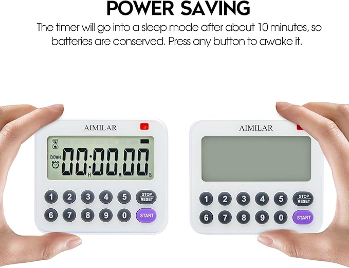 AIMILAR Magnetic Digital Kitchen Timer with Direct Numerical Keypad, Loud Alarm - 99Hr Countdown Count Up Timer for Cooking Baking Classroom, Batteries Included