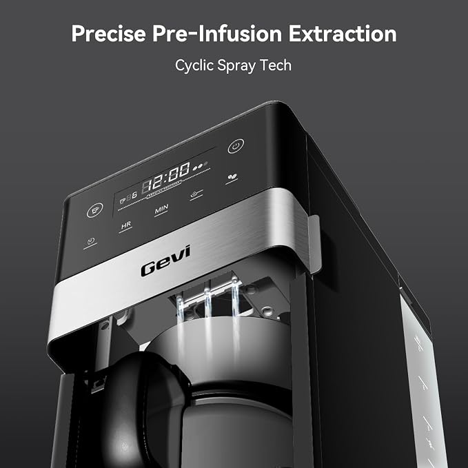 Gevi 10-Cup Grind & Brew Coffee Maker, Touch Screen, Programmable Brew | All-In-One 10-Cup Coffee Maker With Built-In Grinder & Glass Carafe, 90-Min Warm Plate, Reusable Filter, 1.5L Tank