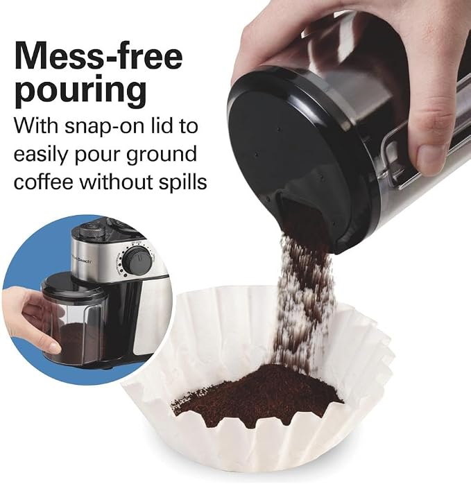 Hamilton Beach Electric Burr Coffee Grinder with Large 16oz Hopper & 18 Settings For 2-14 Cups, Stainless Steel (80385) (Pack of 2)
