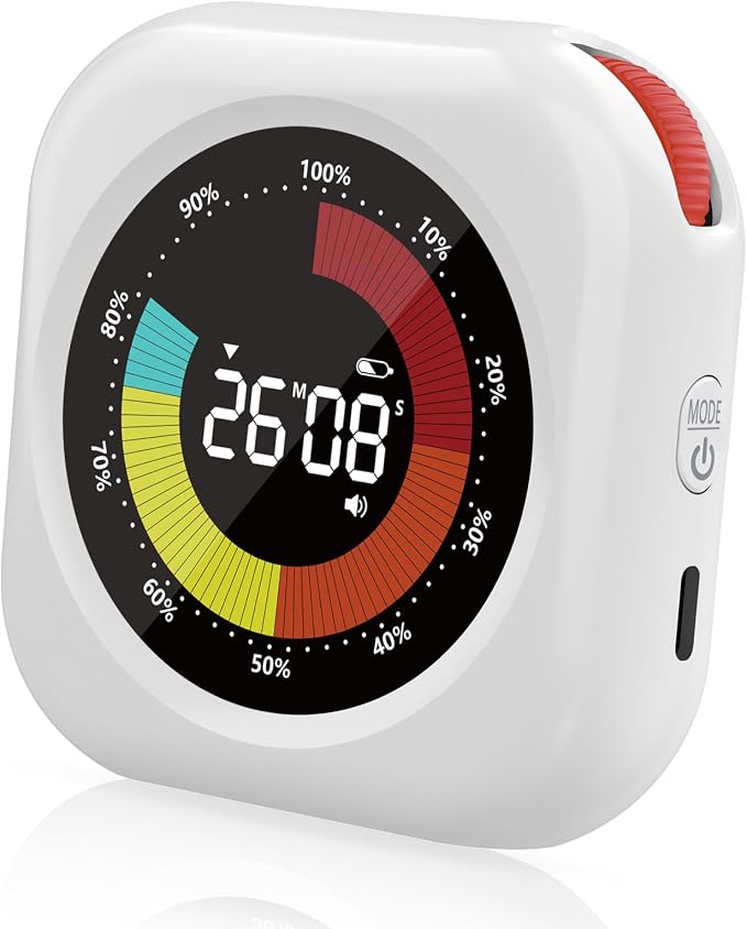 PERSUPER Visual Timer for Kids, Rechargeable 10-Hour Countdown/Up Timer | with 3 Volume Levels, 3 Brightness Display, and Magnetic, Homeschool Study Tool, Large Digital Timers for Classroom, Kitchen