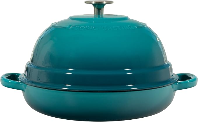 EDGING CASTING Enameled Cast Iron Dutch Oven Pot with Lid, Round Bread Oven for Homemade Sourdough Bread Baking, 6 Quart, Darkcyan