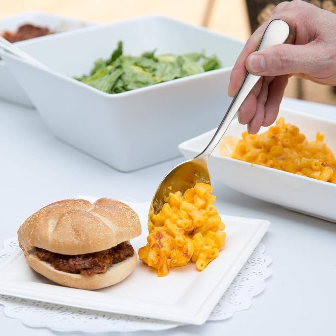 4-Piece Serving Spoon Set - Includes 2 Serving Spoons and 2 Slotted Spoons, Large Cutlery for Catering Buffet, Mirror Polished, Dishwasher Safe, 8.7 Inches