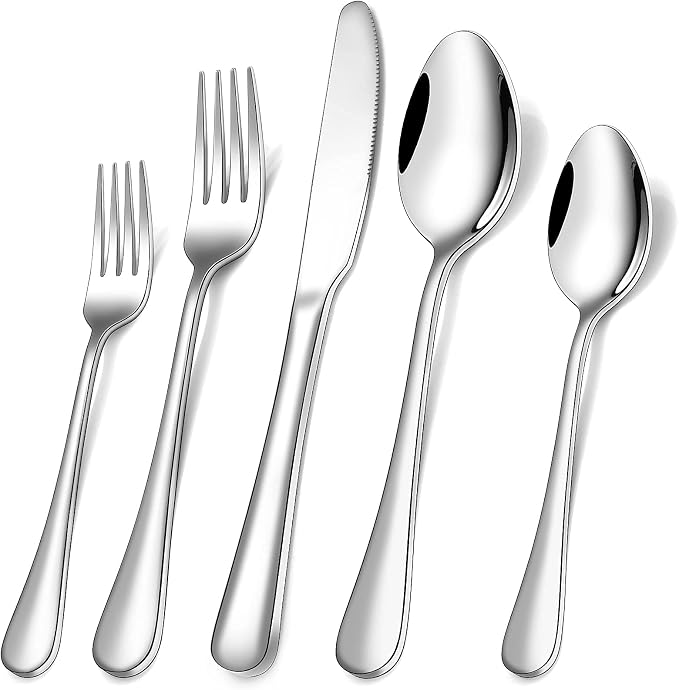 Silverware Set for 8,SANLUNS 40-Pieces Heavy Duty Stainless Steel Flatware Utensils Cutlery Set, Steak Knife/Spoons/Forks, Wedding Housewarming Gift Service for 8,Mirror Polished, Dishwasher Safe
