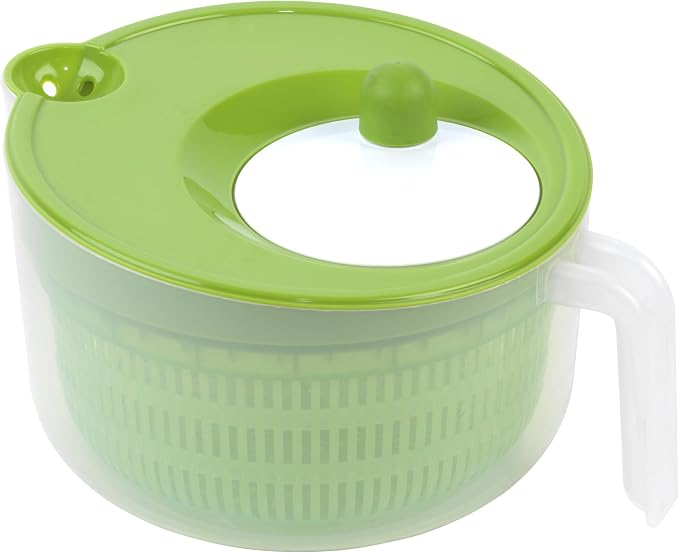 GoodCook Deluxe Salad Spinner - 6 Qt. Capacity, Easy Turn Knob, Built-In Pour Spout, Multi-Use Basket, Durable and Dishwasher-Safe, Large Capacity, Green