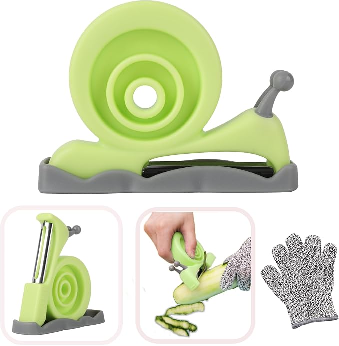 Kibbidea Vegetable Peeler, Kids Fruit Potato Peeler for Kitchen | Protective Cover, Cut-proof Glove, Kids Cooking Tools, Cute Kitchen Accessories