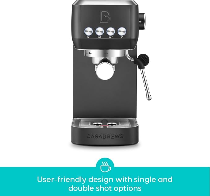 CASABREWS 3700 Essential Espresso Machine, Stainless Steel Espresso Maker | 20-Bar Italian Pump, Powerful Steam Wand, 43.9oz Removable Water Tank, Compact Espresso Maker for Home, Cappuccino & Latte
